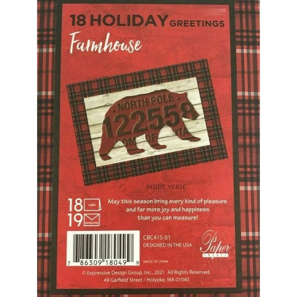 FARMHOUSE plaid bear